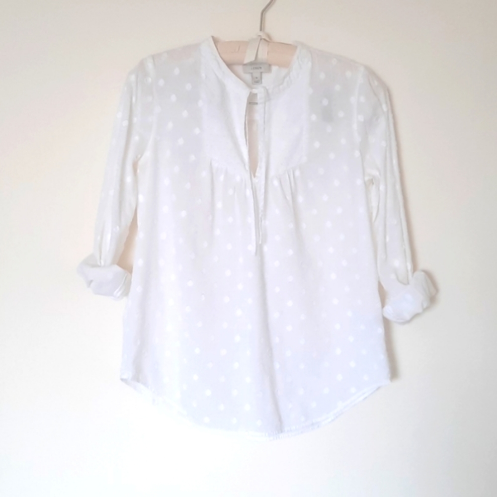 J.Crew Long Sleeve V-Neck White Top Size 2